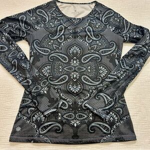 Athleta Long Sleeve Print Super Soft Base Layer Top Sz S Small
